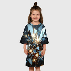 Платье клеш для девочки Текстура с осколками, цвет: 3D-принт — фото 2