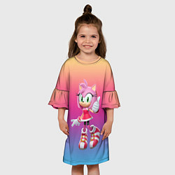Платье клеш для девочки Соник Эми Роуз, цвет: 3D-принт — фото 2