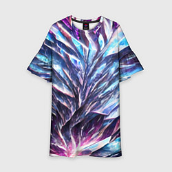 Платье клеш для девочки Синий драгоценный камень, цвет: 3D-принт