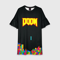 Платье клеш для девочки Doom x tetrix коллабарация, цвет: 3D-принт