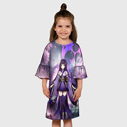 Платье клеш для девочки Genshin Impact - character Raiden, цвет: 3D-принт — фото 2