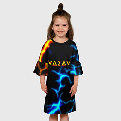 Платье клеш для девочки Ведьмак огненное лого шторм, цвет: 3D-принт — фото 2