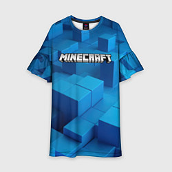 Платье клеш для девочки Minecraft синие плиты, цвет: 3D-принт