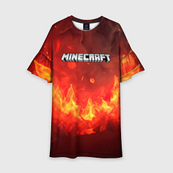 Платье клеш для девочки Minecraft logo fire, цвет: 3D-принт