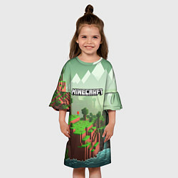 Платье клеш для девочки Minecraft logo квадратный мир игры, цвет: 3D-принт — фото 2