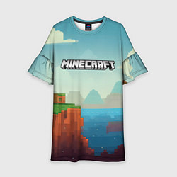 Платье клеш для девочки Minecraft logo квадратный мир, цвет: 3D-принт