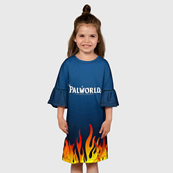 Платье клеш для девочки Palworld logo fire, цвет: 3D-принт — фото 2