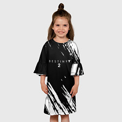 Платье клеш для девочки Destiny краски чёрно белые, цвет: 3D-принт — фото 2