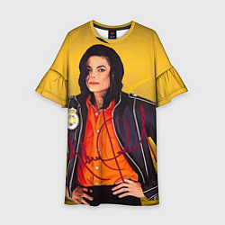 Платье клеш для девочки Michael Jackson на золотом фоне с графикой, цвет: 3D-принт