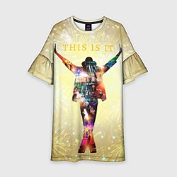 Платье клеш для девочки Michael Jackson THIS IS IT - с салютами на золотом, цвет: 3D-принт
