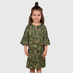 Платье клеш для девочки Камуфляж - болты и гайки, цвет: 3D-принт — фото 2