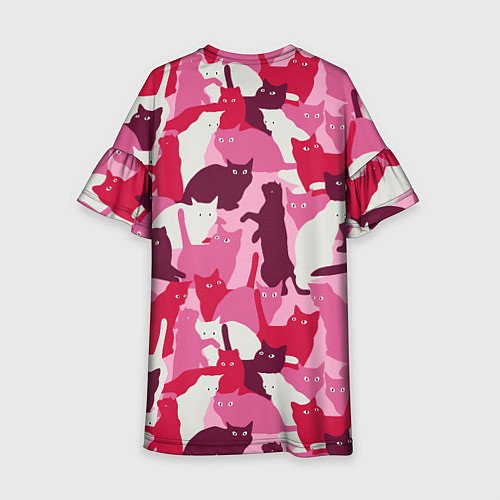 Детское платье Розовый кошачий камуфляж / 3D-принт – фото 2