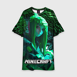 Платье клеш для девочки Minecraft девушка зеленый мир, цвет: 3D-принт