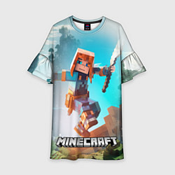 Платье клеш для девочки Персонаж Minecraft с мечом, цвет: 3D-принт