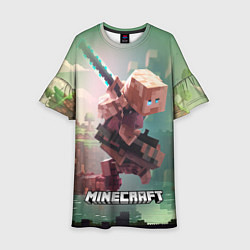 Платье клеш для девочки Персонаж Minecraft ниндзя в прыжке, цвет: 3D-принт
