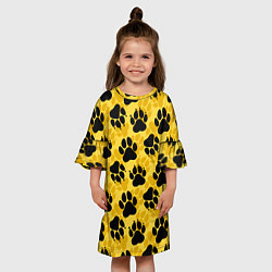 Платье клеш для девочки Dogs paws, цвет: 3D-принт — фото 2