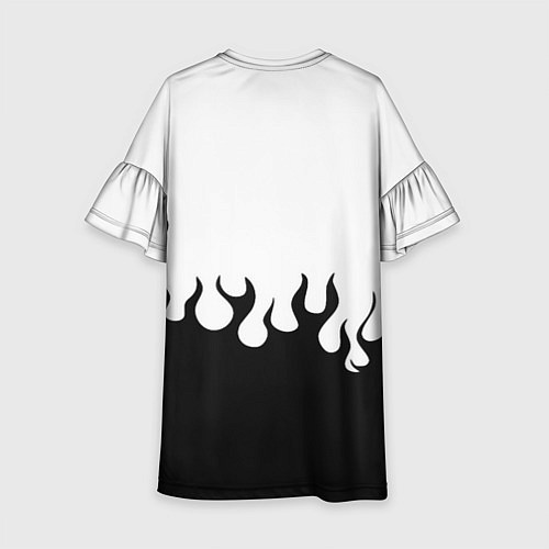 Детское платье Ведьмак лого чёрный огонь / 3D-принт – фото 2