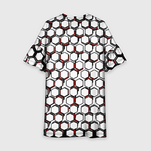 Детское платье Киберпанк узор из шестиугольников красный / 3D-принт – фото 2