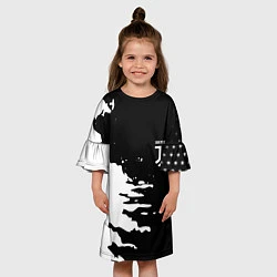 Платье клеш для девочки Ювентус спорт краски текстура, цвет: 3D-принт — фото 2