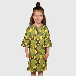 Платье клеш для девочки Сердечки - камуфляж, цвет: 3D-принт — фото 2