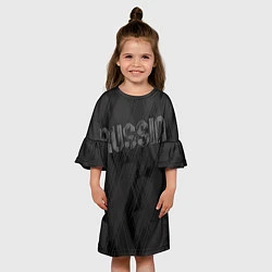 Платье клеш для девочки Russia темно серая надпись, цвет: 3D-принт — фото 2