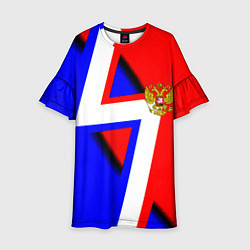 Платье клеш для девочки Герб России спортивный стиль, цвет: 3D-принт