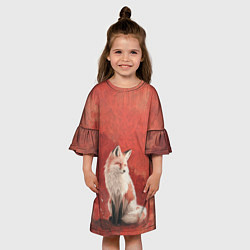 Платье клеш для девочки Притомившейся лис, цвет: 3D-принт — фото 2
