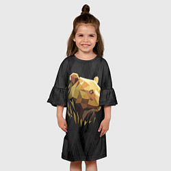 Платье клеш для девочки Русский бурый медведь 2024, цвет: 3D-принт — фото 2