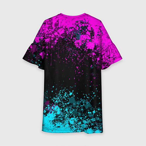 Детское платье Роблокс - неоновые брызги / 3D-принт – фото 2