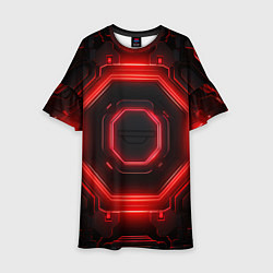 Платье клеш для девочки Nvidia style black and red neon, цвет: 3D-принт