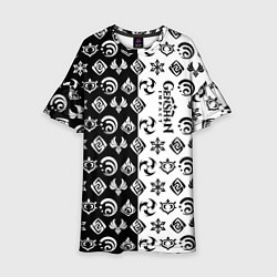Платье клеш для девочки Genshin Impact - black and white, цвет: 3D-принт