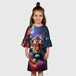 Платье клеш для девочки Космический лев, цвет: 3D-принт — фото 2