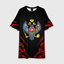 Платье клеш для девочки Герб России спортивный стиль, цвет: 3D-принт