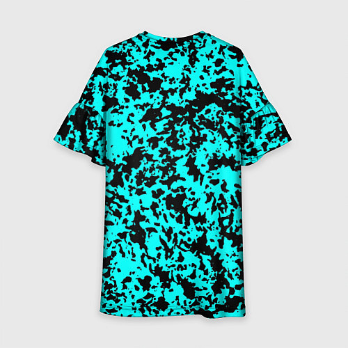 Детское платье Пятнистый яркий чёрно-голубой / 3D-принт – фото 2