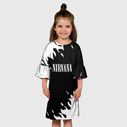Платье клеш для девочки Nirvana текстура огонь, цвет: 3D-принт — фото 2