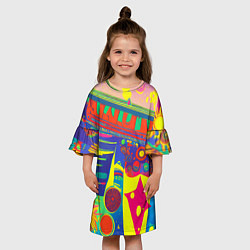 Платье клеш для девочки Яркая графическая абстракция, цвет: 3D-принт — фото 2