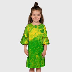 Платье клеш для девочки Зеленые подтеки, цвет: 3D-принт — фото 2