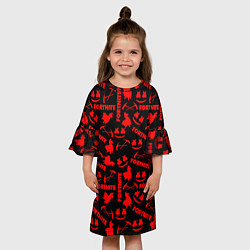 Платье клеш для девочки Fortnite pattern logo marshmello, цвет: 3D-принт — фото 2