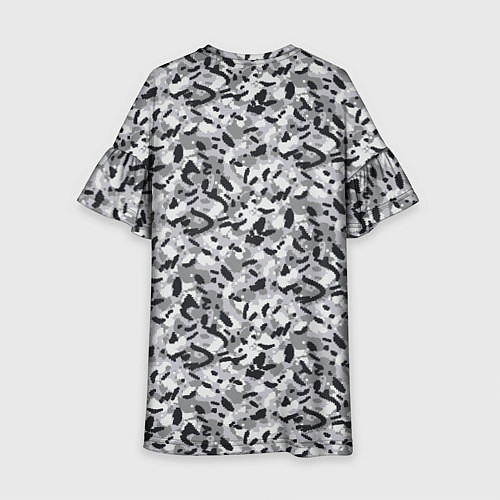 Детское платье Пикселированный городской серый камуфляж / 3D-принт – фото 2