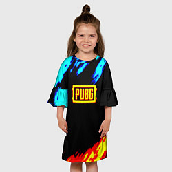 Платье клеш для девочки PUBG краски огонь и лёд, цвет: 3D-принт — фото 2