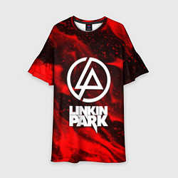 Платье клеш для девочки Linkin park красный огонь, цвет: 3D-принт