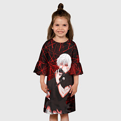 Платье клеш для девочки Канеки Кен из Токийского гуля, цвет: 3D-принт — фото 2