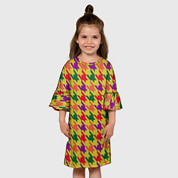 Платье клеш для девочки Цветные гусиные лапки принт, цвет: 3D-принт — фото 2