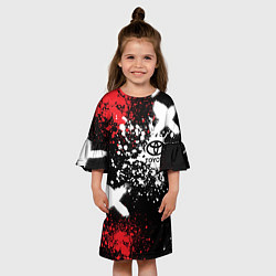 Платье клеш для девочки Тойота на фоне граффити и брызг красок, цвет: 3D-принт — фото 2