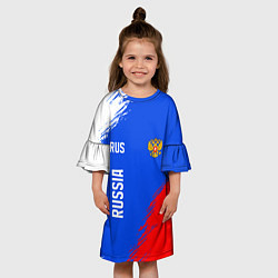 Платье клеш для девочки Триколор и герб России, цвет: 3D-принт — фото 2