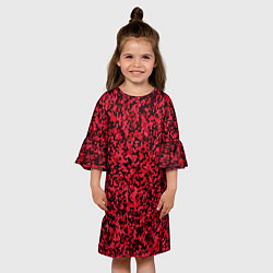 Платье клеш для девочки Тёмно-красный паттерн пятнистый, цвет: 3D-принт — фото 2