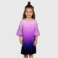 Платье клеш для девочки Абстрактный градиент розово-синий, цвет: 3D-принт — фото 2