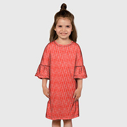 Платье клеш для девочки Светлый красный треугольные полосы, цвет: 3D-принт — фото 2