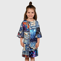 Платье клеш для девочки Звездный небосвод - пэчворк, цвет: 3D-принт — фото 2