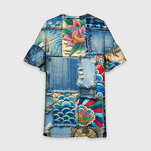 Детское платье Японские мотивы на дениме / 3D-принт – фото 2